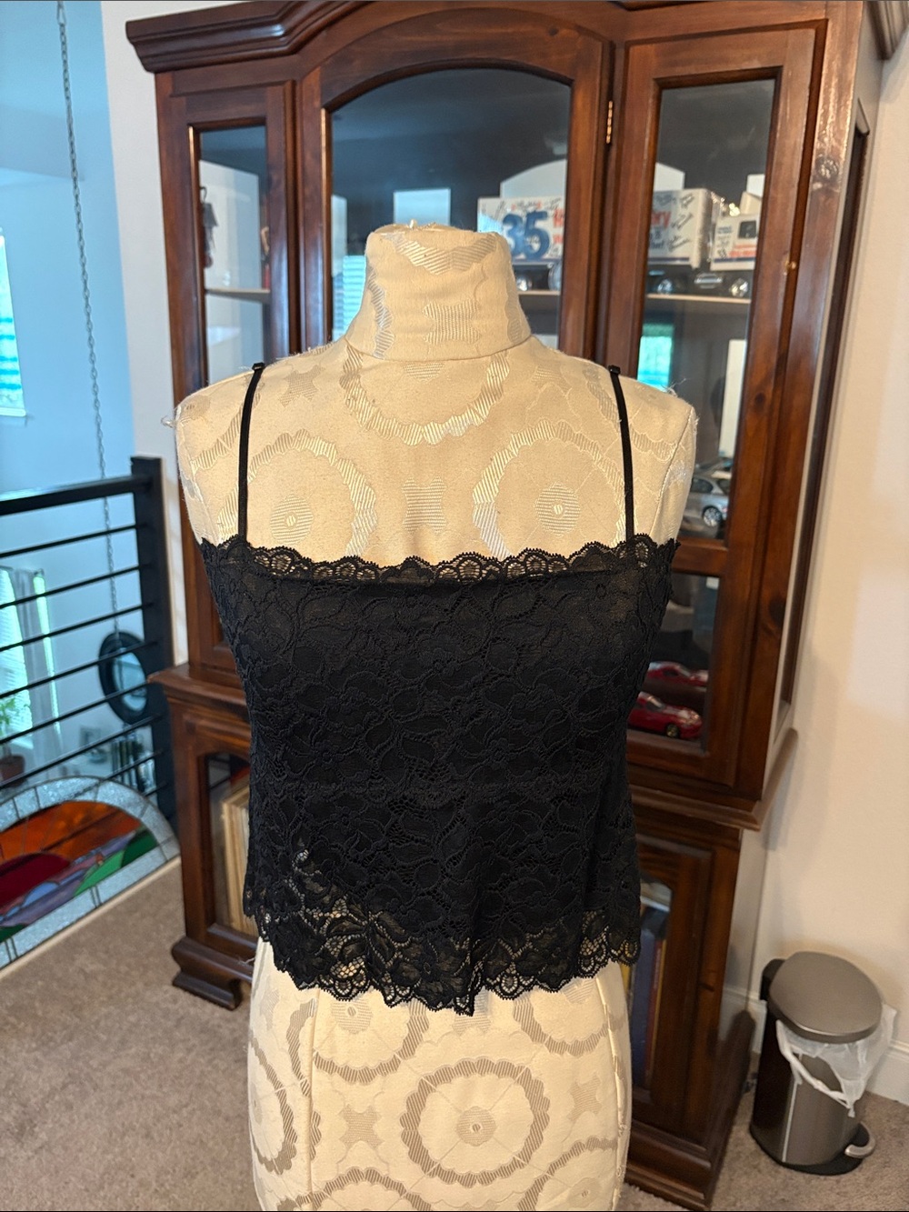 Black Lace Camisole Top - Women's Elegant Layering Tank